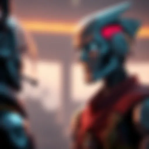 A scene depicting a character from Horizon Forbidden West engaged in conversation, showcasing a robotic expression while speaking.