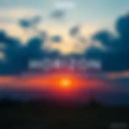 A scenic view representing the horizon at sunset, symbolizing the title of the series 'Horizon' and its thematic elements.