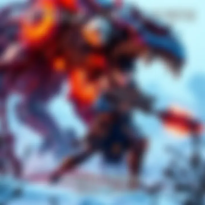 Aloy character in Horizon Zero Dawn battling a robotic creature while searching for unique mods in the Frozen Wilds DLC.