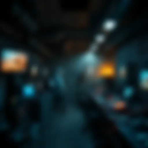 A scene showing people farming Hornets in a dark underground bunker filled with electronic equipment and monitors. Unusual lights flicker in the background, indicating unexpected changes during the tr...
