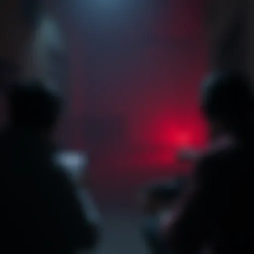 Players testing a dark, eerie game environment with creepy visuals and unsettling sounds.
