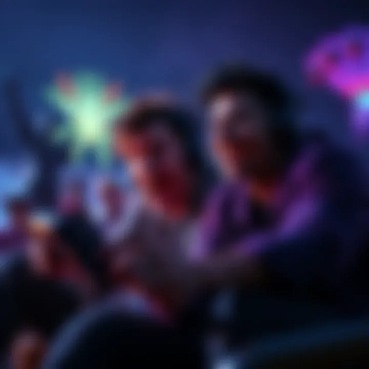 Two players enjoying a horror game Two friends play a horror coop game, one is scared while the other laughs