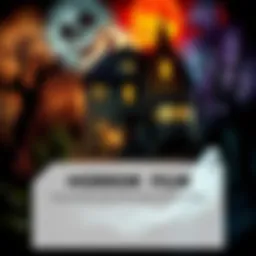 A collage of iconic horror movie scenes featuring a haunted house, eerie forest, and a ghostly figure.