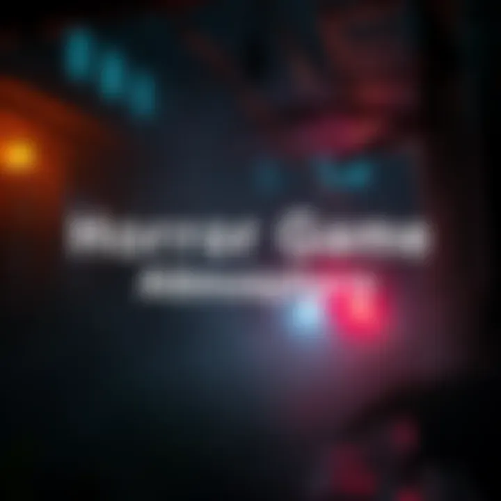 A dark and eerie game environment with flickering lights and haunting shadows, creating a suspenseful mood