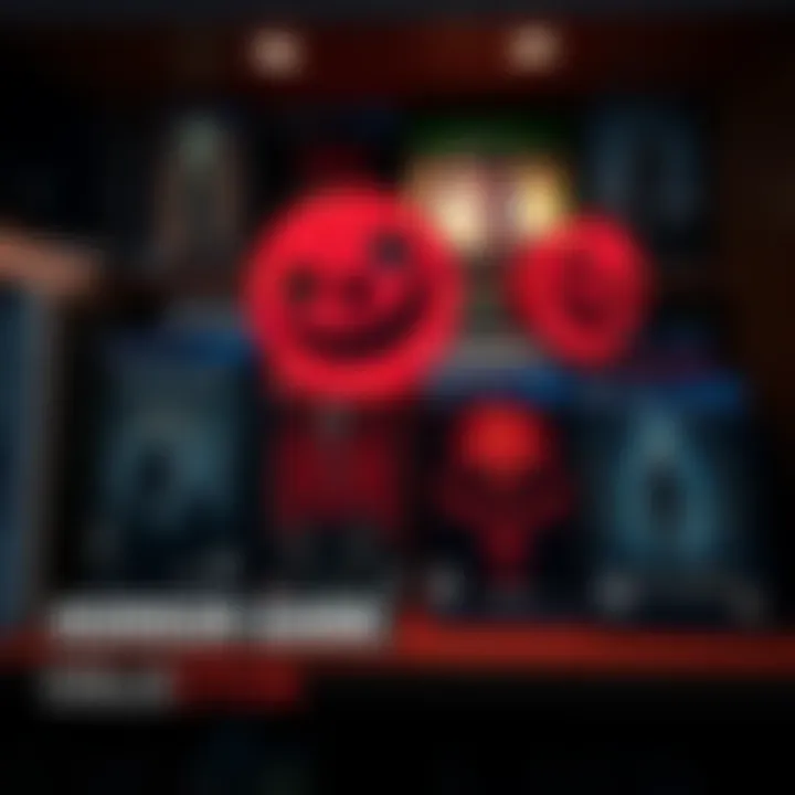 A variety of horror game covers including Alan Wake Remastered and Ikai are arranged on a shelf with dim lighting.