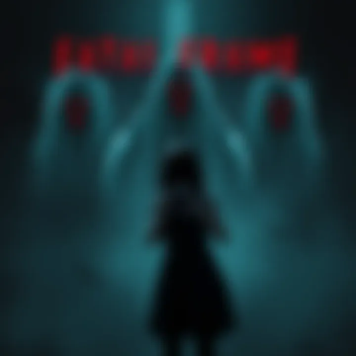 A haunting scene from Fatal Frame featuring a ghostly figure and a character holding a camera, set in a dark, eerie environment