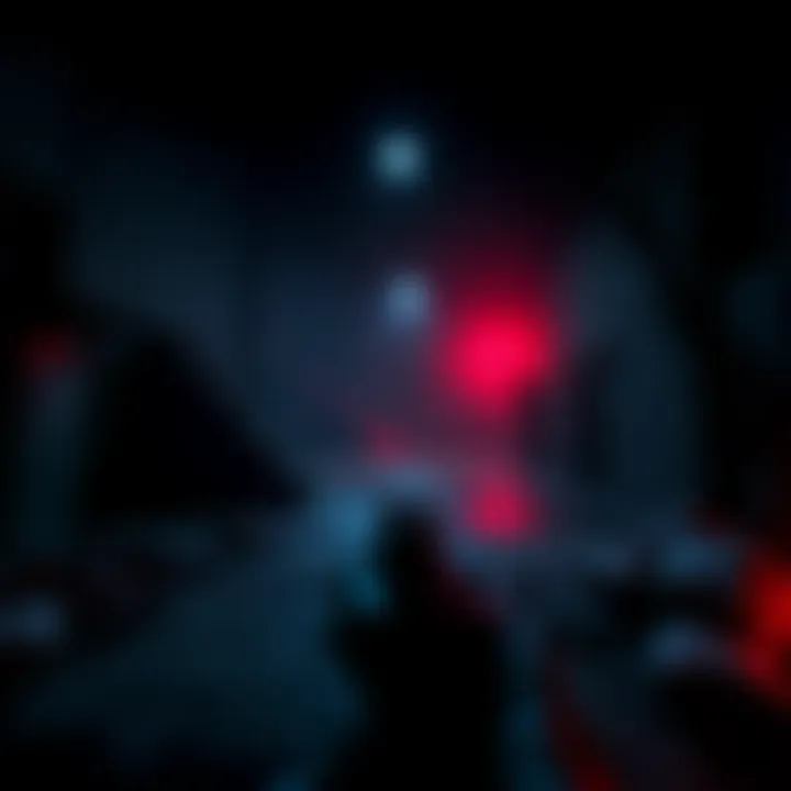 A screenshot from a horror game showing a dark and eerie environment without a dot crosshair, enhancing the immersive experience.