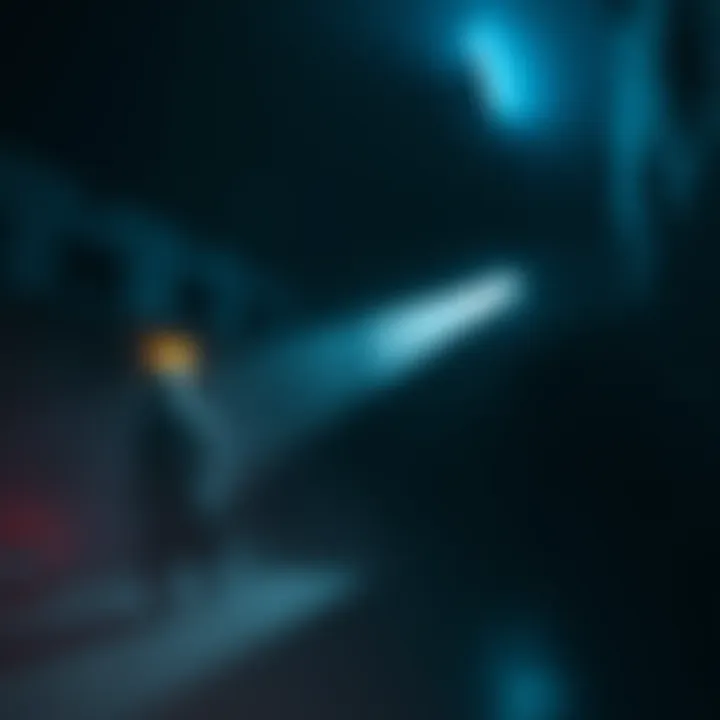 A dimly lit room with eerie shadows and a ghostly figure lurking in the background, setting a spooky atmosphere for a horror game.