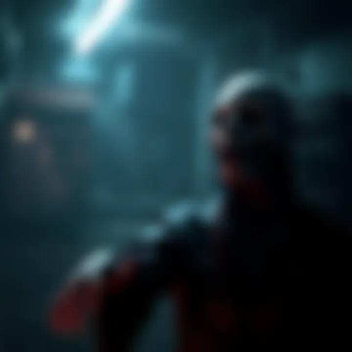 A dark and suspenseful scene from the TCM video game showing a character in a creepy environment, enhancing the horror atmosphere.