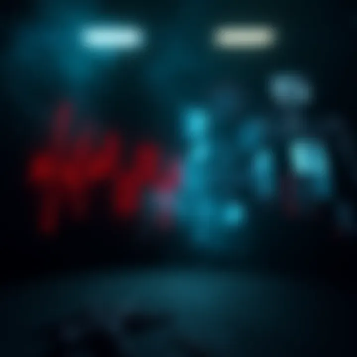 A comparison of eerie sound waves and haunting visuals in a horror game setting, showing a dark environment with unsettling imagery and sound elements.