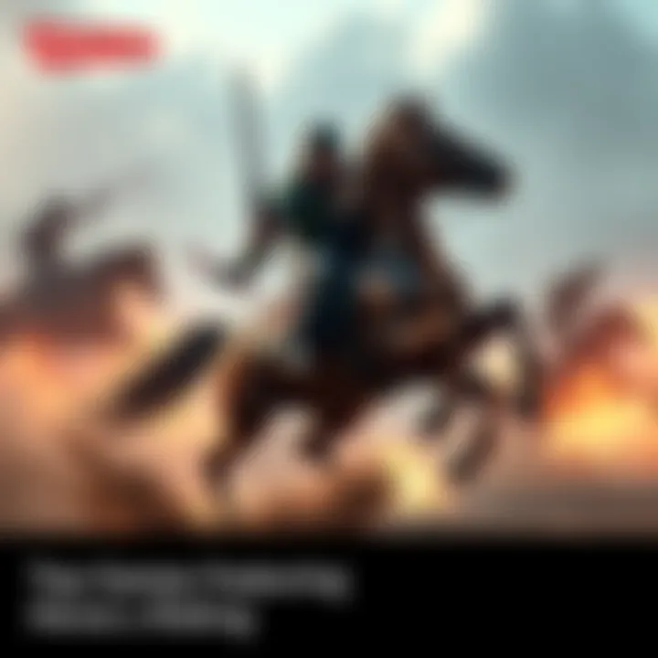 A gamer riding a horse while engaged in combat in a video game setting, showcasing thrilling action and adventure.