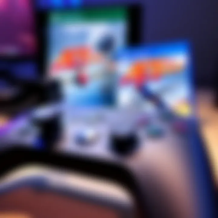 A close-up of a HOTAS 4 controller next to the Ace of Thunder game cover, highlighting gaming setup for flight simulation