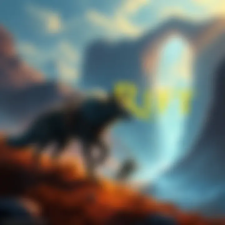 Cover illustration showing an adventurous fantasy landscape with a hound and a mysterious rift in the background.