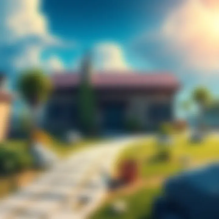 A digital illustration showing a house without doors, set in a colorful game world, highlighting the unusual design choice.