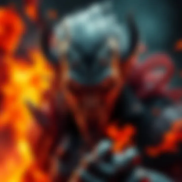 Hoyt Volker, a menacing video game villain, surrounded by chaos and flames, showcasing his intense expression and intimidating presence.