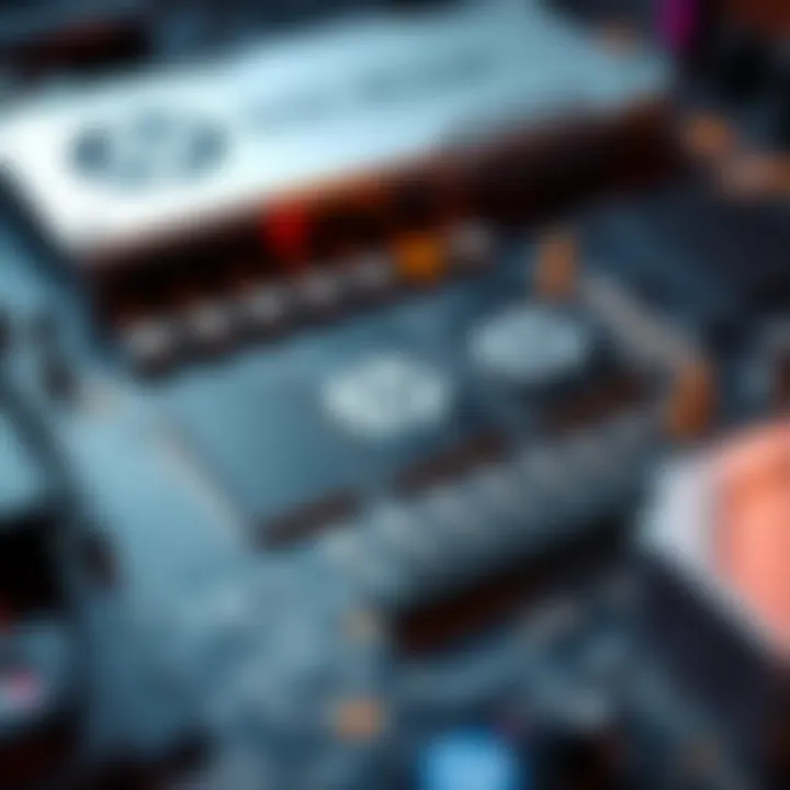 A close-up view of HP's motherboard featuring three m.2 slots for SSDs, highlighting the innovative storage layout.