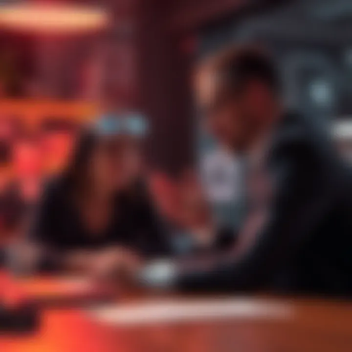 An HR representative asking a job seeker AI-driven questions during a tense interview