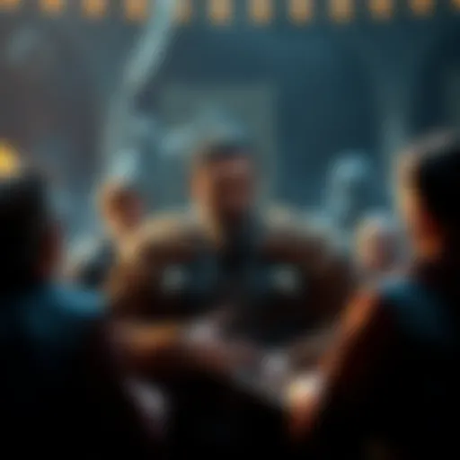 Hugo engaged in a discussion about the fate of Titans during the Dark Ages, with people gathered around him, expressing various opinions.