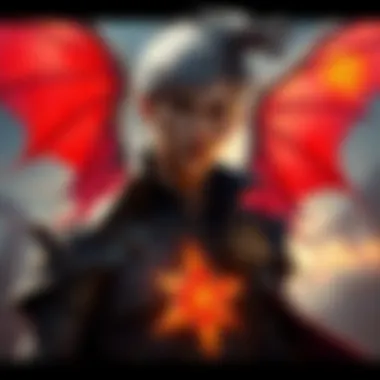 A human character in Eberron showcasing dragon marks on their skin alongside origin feat symbols.