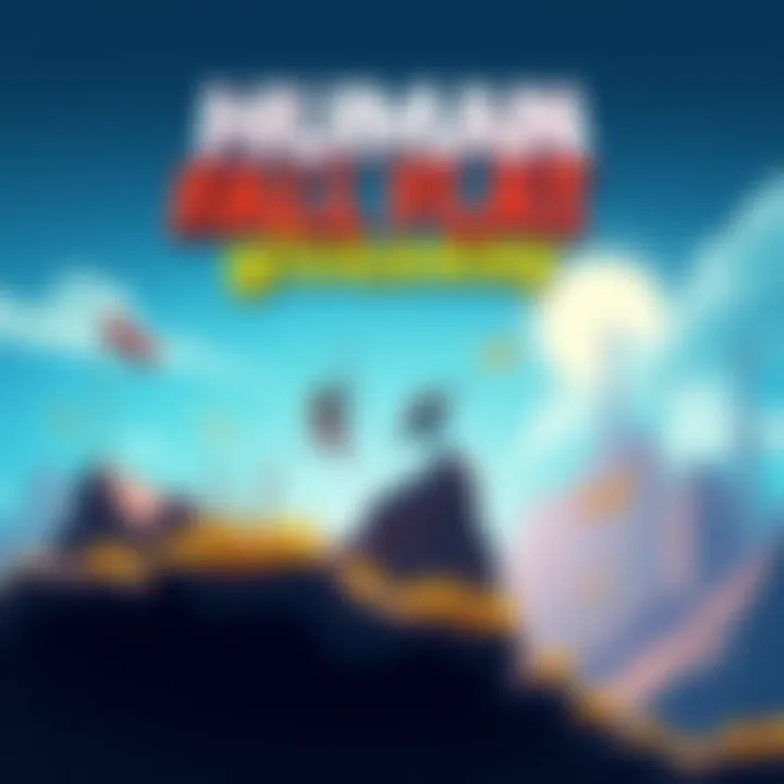 A vibrant image promoting a giveaway for the Human Fall Flat game, inviting people to comment for a chance to win a game key.