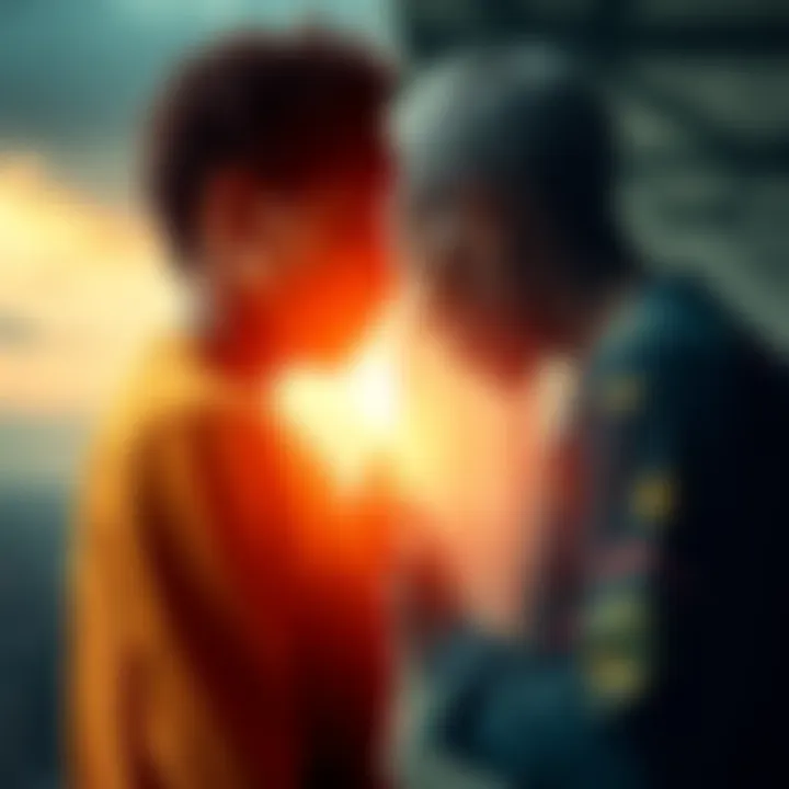 Humanity's Dual Nature A split image showing a person helping another and another person being indifferent, representing altruism and selfishness in society.