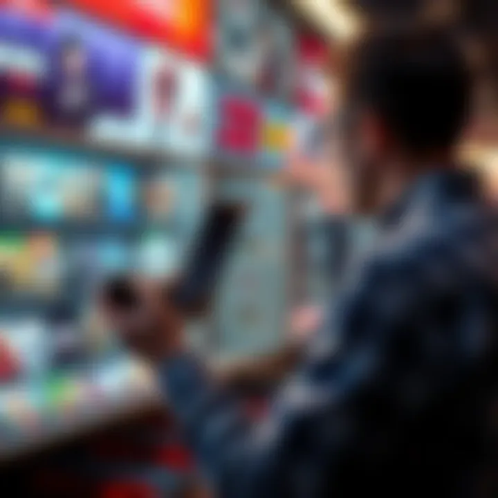 A person shopping online for games on the Humble Bundle website, looking at game options and deals.