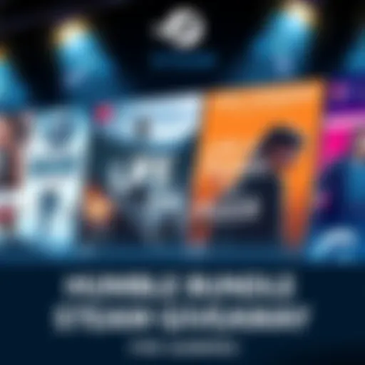 Graphic showing popular game covers including The Riftbreaker and Life is Strange with giveaway announcement text