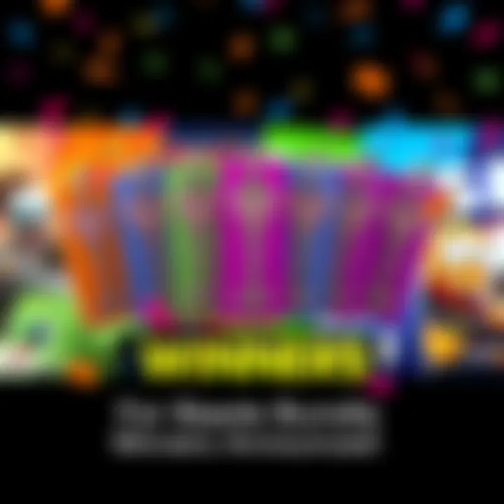 Humble Bundle Lottery Winners Thirteen Humble Bundle keys displayed over colorful game backgrounds with confetti celebrating the winners