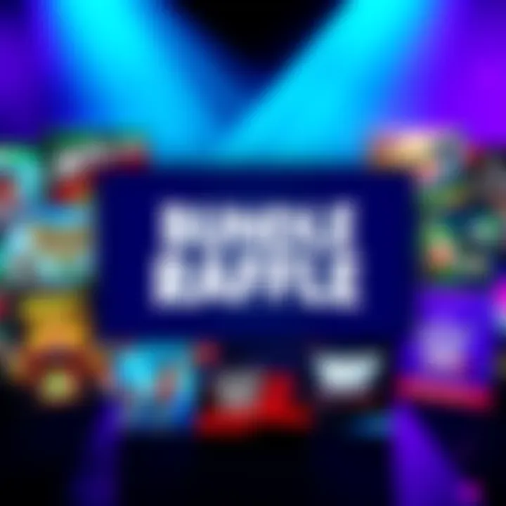 Humble Bundle Raffle A colorful graphic showing various video game covers including Return to Monkey Island and WWE, promoting the Humble Bundle raffle for popular games.
