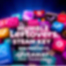 A colorful graphic showing a collection of video game icons and Steam keys with the text announcing a giveaway