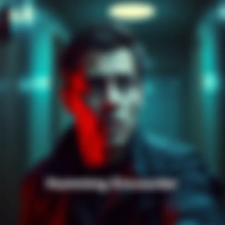 A person looking startled while escorting someone in a dimly lit area, with their ears perked up to hear a strange humming noise in the air.