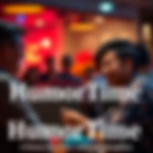 A person smiling and laughing while talking with a friend, creating a relaxed atmosphere