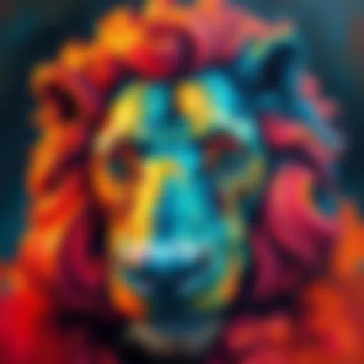 A large oil painting named Hunk, created by artist deathofcolor, showcasing bold colors and unique style.