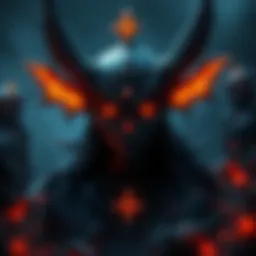 A scene showing the Hunra character with glowing eyes, hinting at the revival of Adis, set in a dark, mysterious landscape with shadows and light playing around them.
