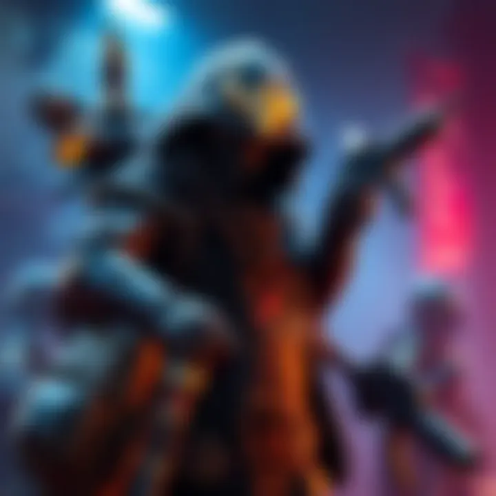 A close-up of a Hunter character showcasing gear and weapons for raids, standing confidently in a raid setting.