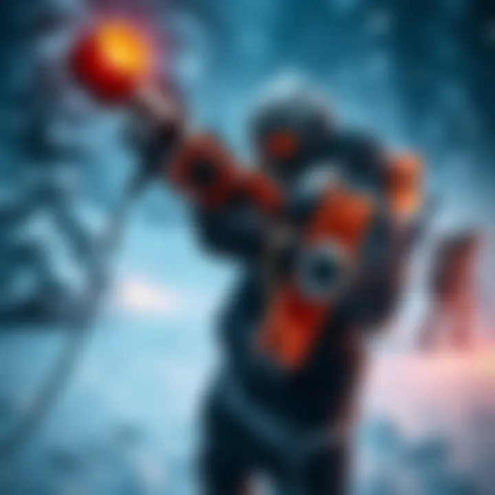 A Stasis Hunter character holding the Exuviae hand cannon, ready for action in a snowy environment