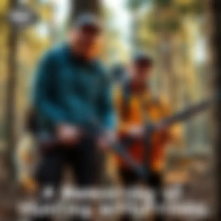 Two friends enjoying a day of hunting in a forest, surrounded by trees and nature.