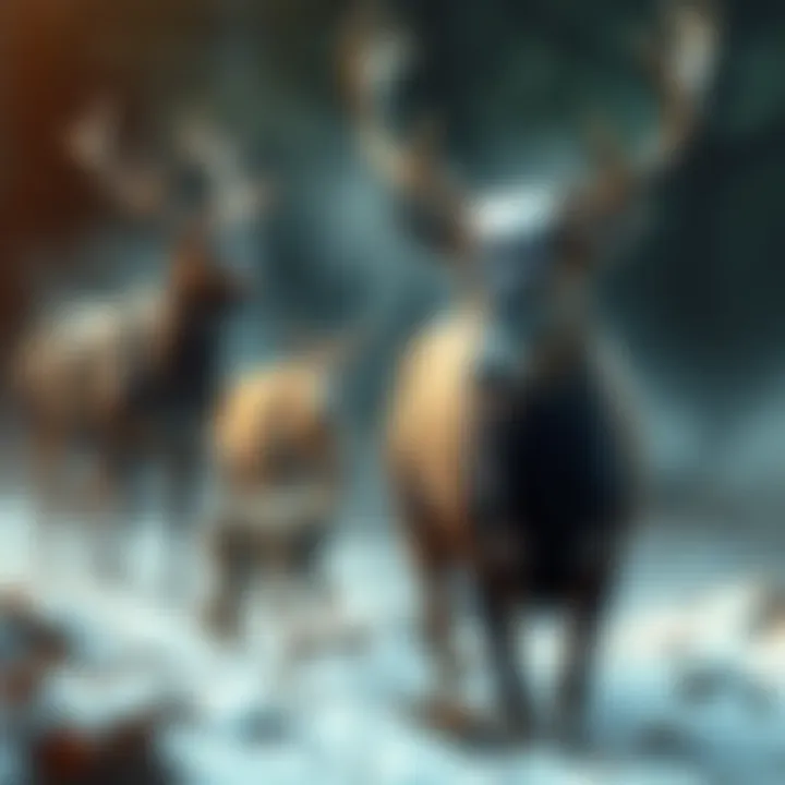 A visual representation showing various wildlife species at risk due to hunting practices, highlighting the effects on animal populations.