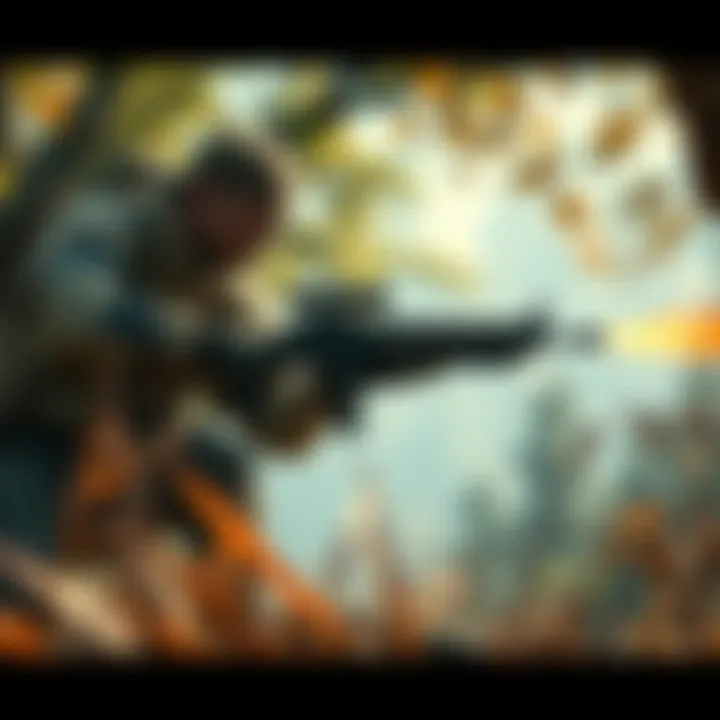 A hunter skillfully using a SnS weapon in a vibrant Wilds environment, showcasing its versatility and performance in a dynamic pose.