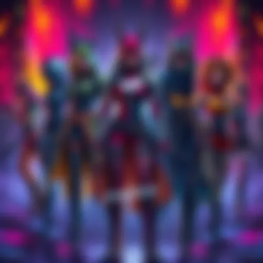 A colorful display of various Huntress outfits for voting