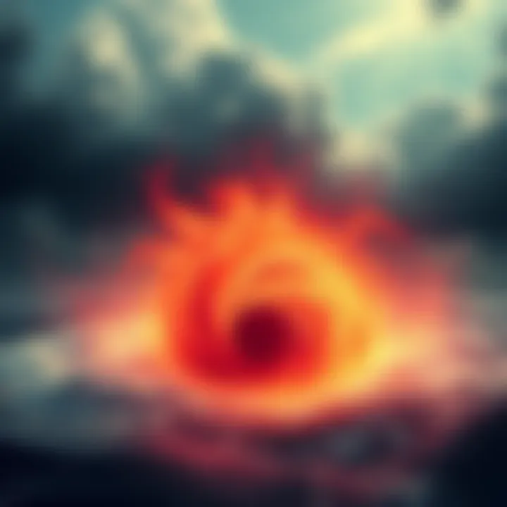 A powerful hurricane forming over warm ocean waters with dark storm clouds and strong winds.