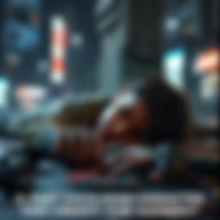 Hurt civilian character in video game A hurt civilian character lying on the ground in a video game environment, showing distress and confusion while surrounded by game elements.