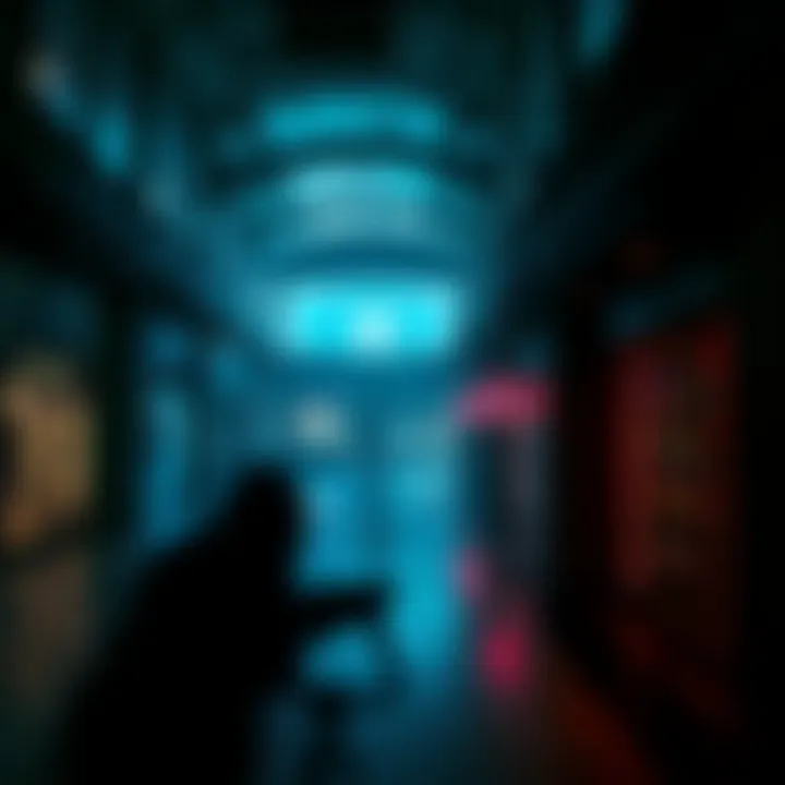 Eerie Abandoned Mall Scene in Hyper-Realistic Style A haunting view of an abandoned mall, showcasing hyper-realistic details and shadowy corners, invoking a sense of suspense and intrigue.