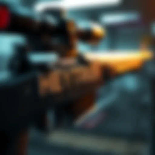 Hyperion sniper rifle with Cyrillic letters Close-up of a Hyperion sniper rifle displaying Cyrillic letters on its design