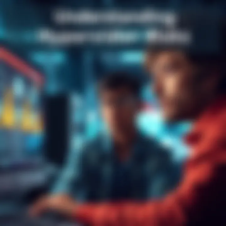 Understanding Hypervisor Risks A person looking concerned while using a computer, with warning signs related to security risks displayed on the screen.