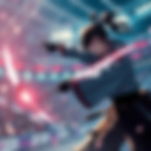 A character using Iaido Melee Genji techniques in a stadium setting, aiming for all stars in a game.