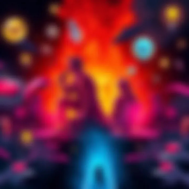 A captivating visual representation of the complexities of IB deep lore, featuring symbols of podcasting and video discussions intertwined with thematic elements of drama.