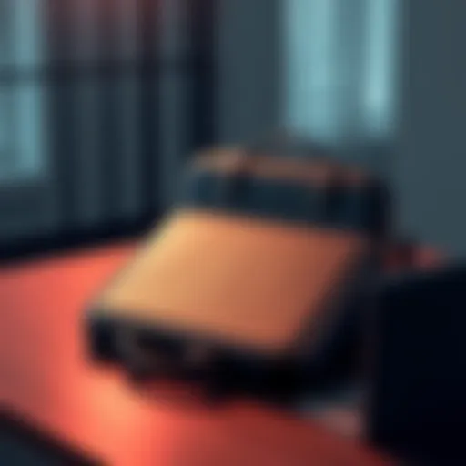 ICA Executive Briefcase Mark 2 placed on a wooden table with a laptop beside it