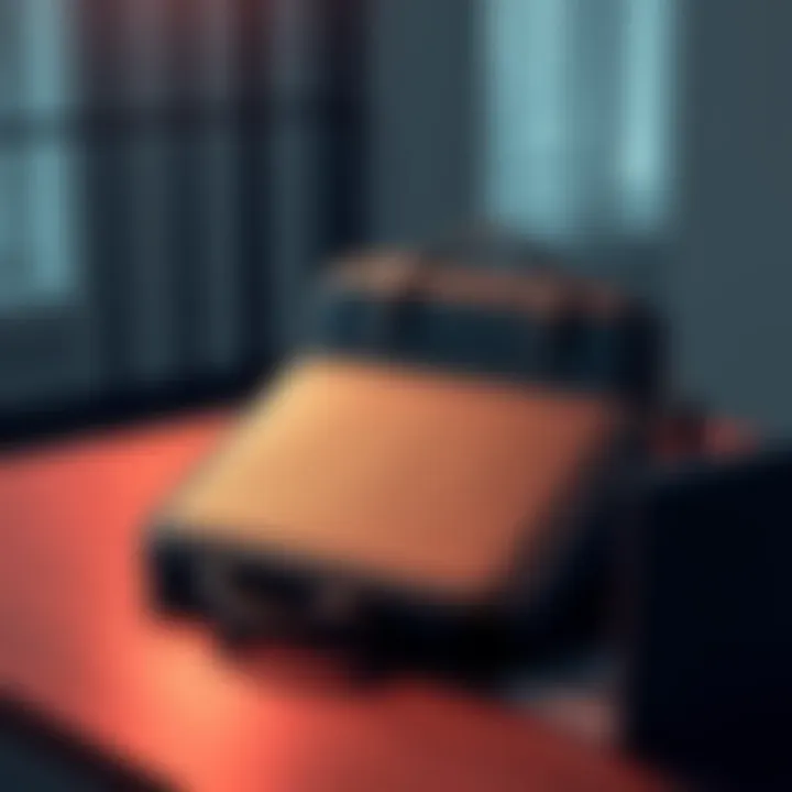 ICA Executive Briefcase Mark 2 placed on a wooden table with a laptop beside it