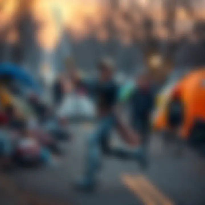 Ice Poseidon leading a group of streamers during a scavenger hunt near a homeless encampment